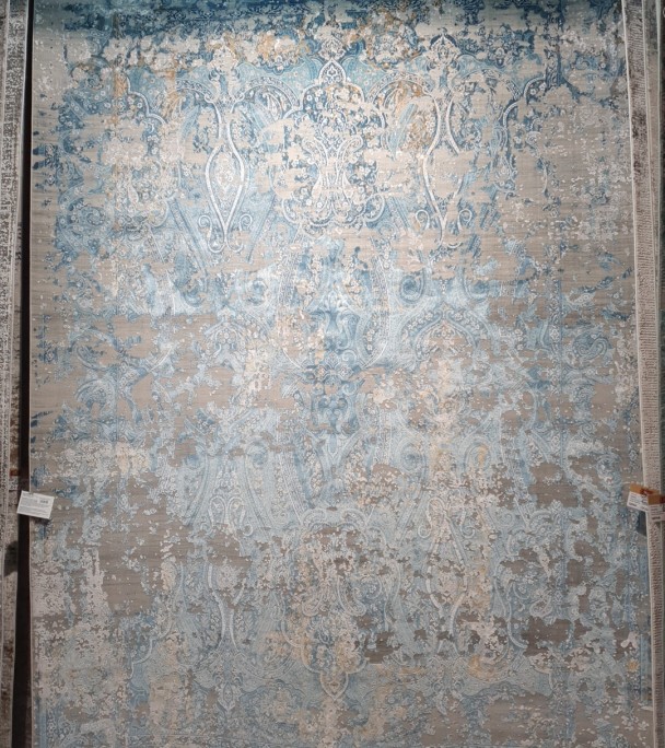 Килим бамбук, акрил, віскоза  Pamuk, Туреччина 200X290, 5992A s.lt.grey/d.blue, Прямокутник